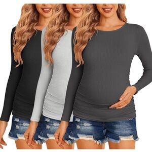 Pack of 3 maternity long sleeve ripped shirts - Small